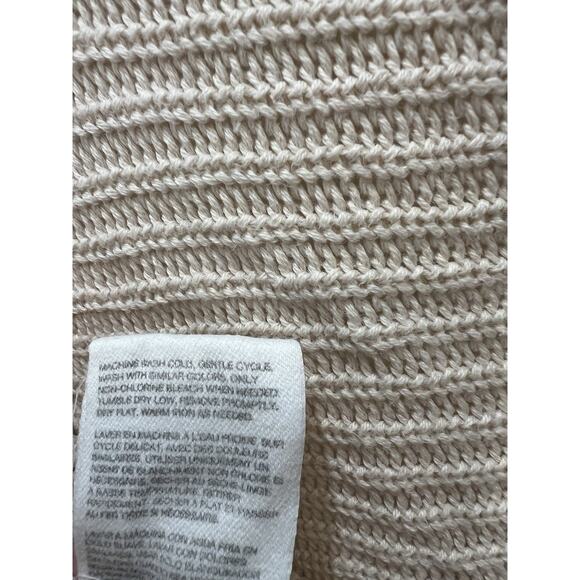 Under The Canopy Throw 60 x 72” 100% Organic Cotton Knit Stitch Blanket Cream - Picture 4 of 10